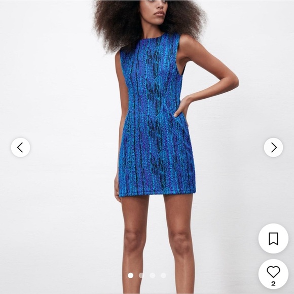 Zara Dresses & Skirts - Zara Blue Sheath Mini Dress Sleeveless Crew Neck